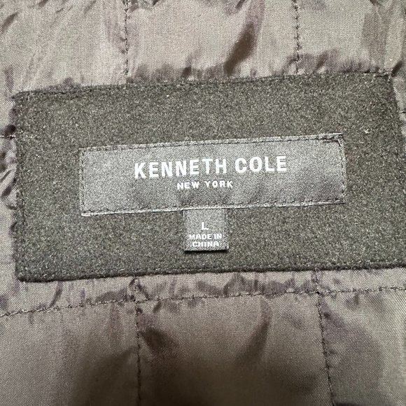 Kenneth Cole Double Breasted Wool Blend Peacoat Jacket, Size Large, Black,‎ NWOT - Picture 9 of 14